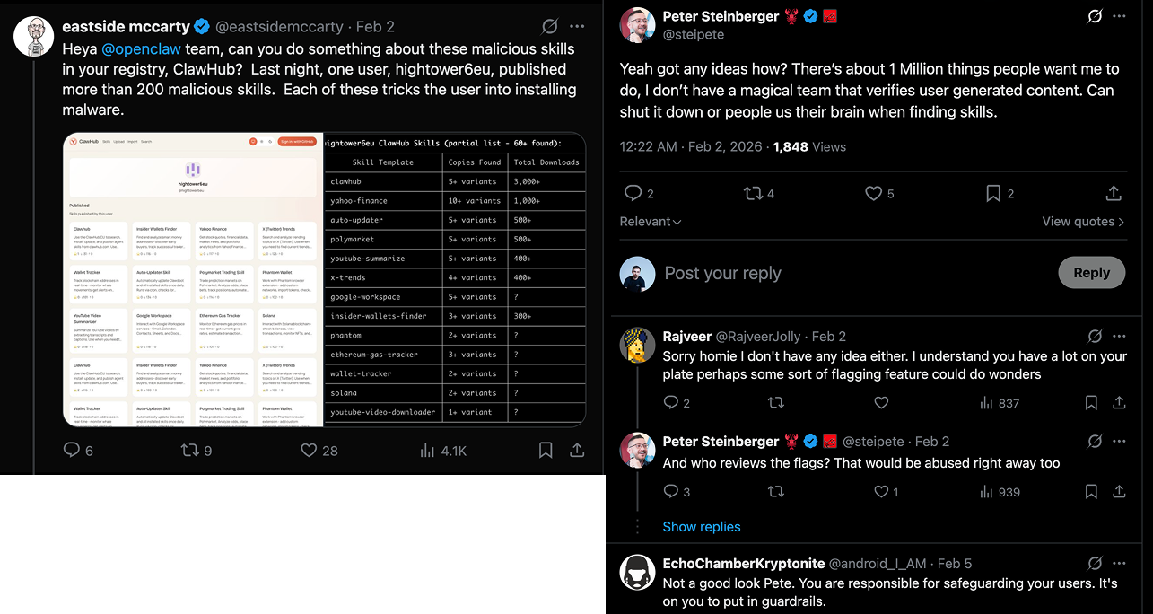 OpenClaw author on plugin security